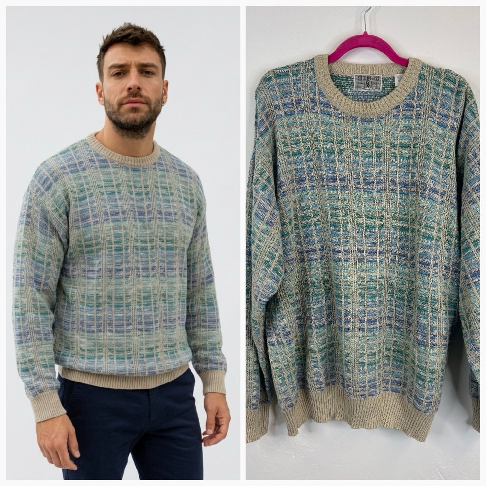 Segreto Italian Cotton Silk Blend Vintage Men's Sweater Size XXL Grandpa Dad 90s